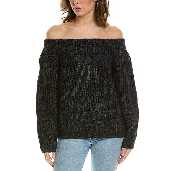 Vince Marked Black Off-Shoulder Sweater - Picture 1 of 3